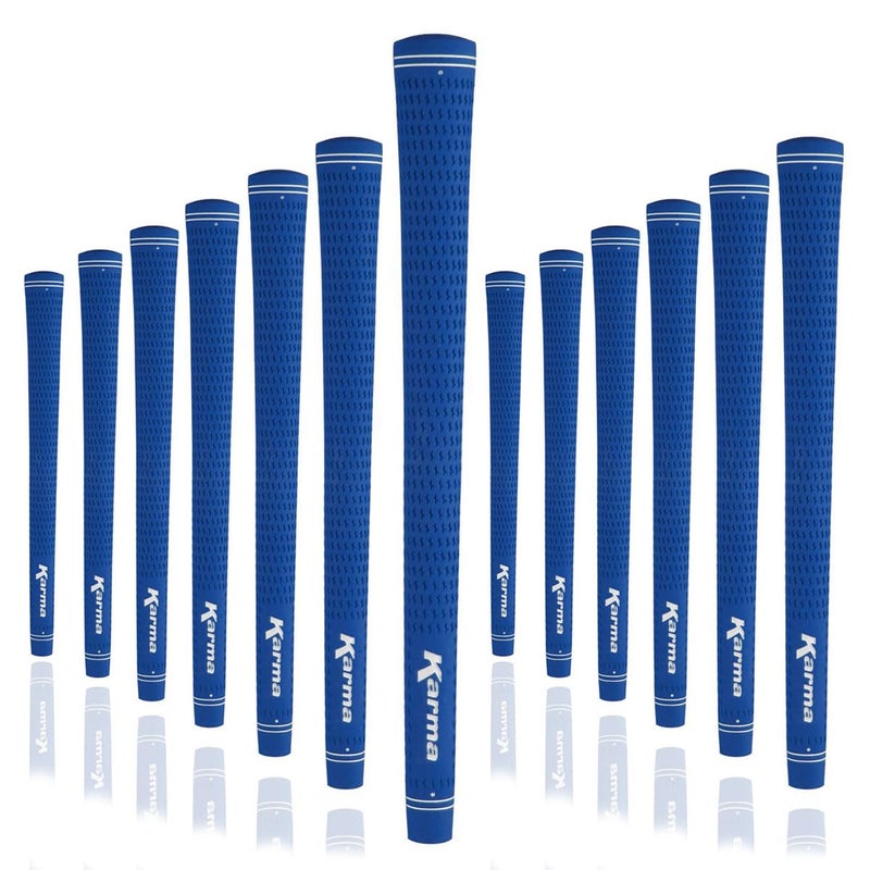 Karma Velour 13 Piece Golf Grip Set, Blue Standard Size Rubber Velvet Style Replacement Golf Club Grips for Men - Image 1